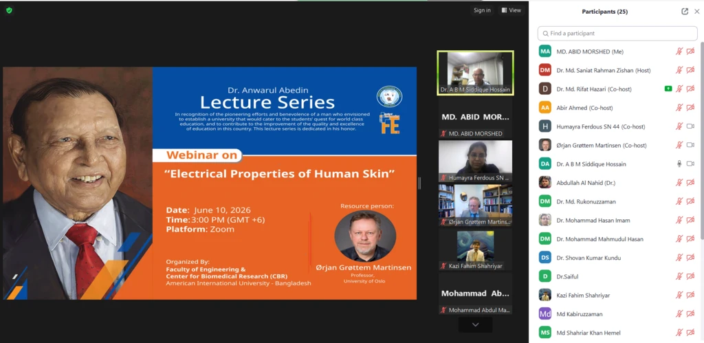 Dr. Anwarul Abedin Lecture Series On “Electrical Properties of Human Skin”