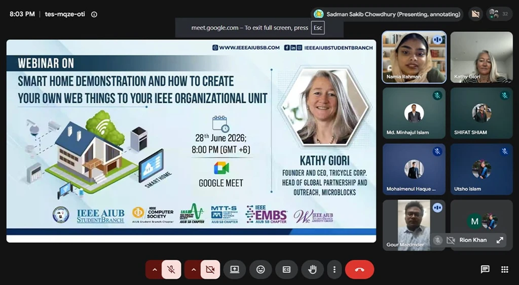 Webinar on Smart Home Demonstration and How to Create Your Own Web Things to Your IEEE Organizational Unit.